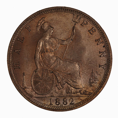 Coin - Halfpenny, Queen Victoria, Great Britain, 1882 (Reverse)