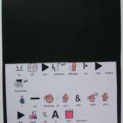 Greeting Card - Donna, Bulleen Heights School, to Alfred Hospital Burns Unit, Black with Computer-aided Message, 2009