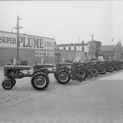 Line-up of Farmall A Tractors in Front of Harvester House, South Melbourne, Australia 1939
