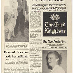 Newsletter - The Good Neighbour, No 22, Department of Immigration, Oct 1955