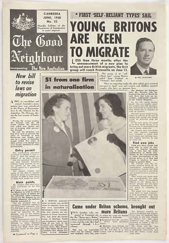 Newsletter - The Good Neighbour, Department of Immigration, No 53, Jun 1958