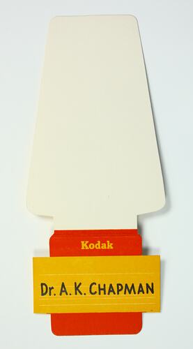 Place Card - Kodak Australasia Pty Ltd, Place Card for Dr A K Chapman for the Official Opening of Kodak Factory in Coburg, 1961