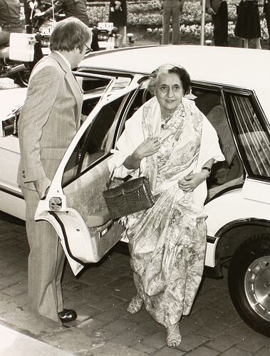 Photograph - Commonwealth Heads of Government Meeting, Arrival of The Honourable Shrimati Indira Gandhi, Centennial Hall, Royal Exhibition Building, Melbourne, 30 Sep-7 Oct 1981