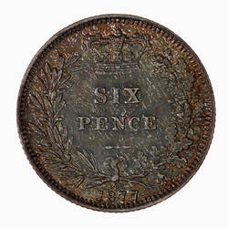 Coin - Sixpence, Queen Victoria, Great Britain, 1877 (Reverse)