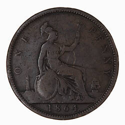 Coin - Penny, Queen Victoria, Great Britain, 1864 (Reverse)