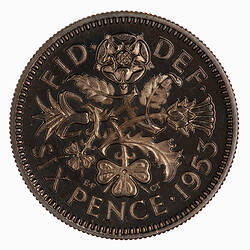 Proof Coin - Sixpence, Elizabeth II, Great Britain, 1953 (Reverse)