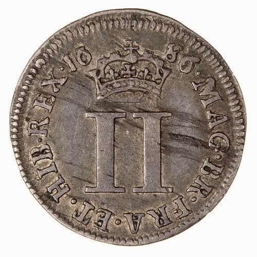 Coin - Twopence, James II, Great Britain, 1686 (Reverse)