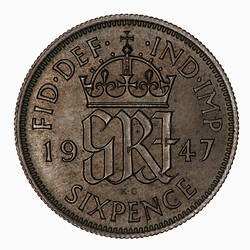 Coin - Sixpence, George VI, Great Britain, 1947 (Reverse)