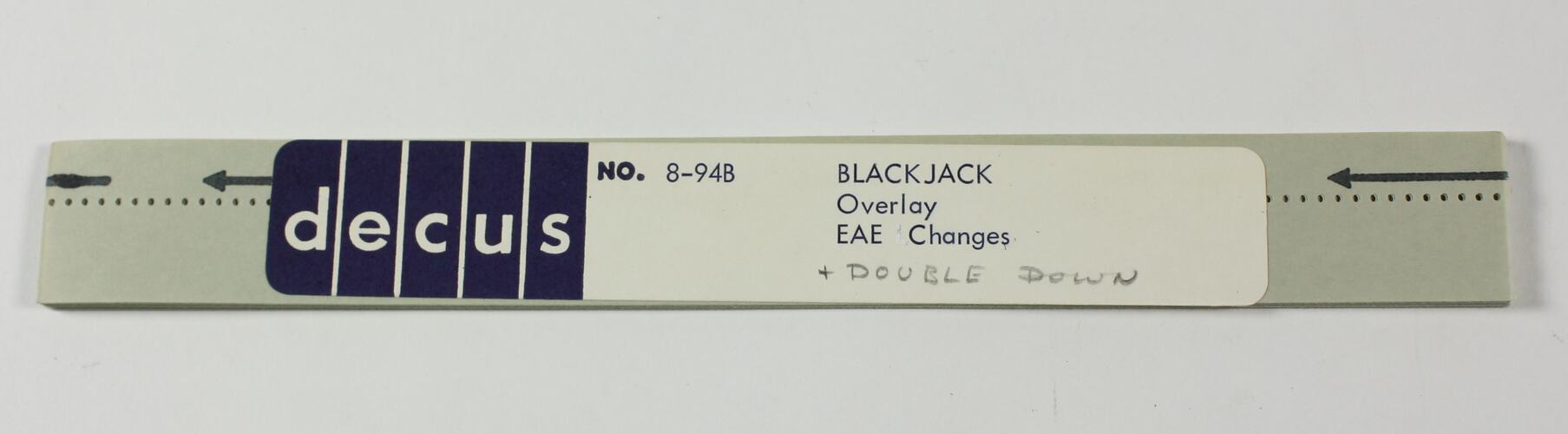 Paper Tape - DECUS, '8-94B Black Jack, Overlay, EAE Changes, Double Down'
