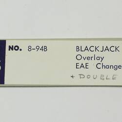 Paper Tape - DECUS, '8-94B Black Jack, Overlay, EAE Changes, Double Down', circa 1968