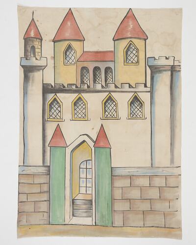 Cotton with painting of castle.