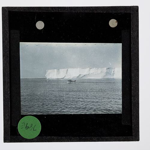 Lantern Slide - Gipsy Moth Seaplane VH-ULD on Floats, Taking Off on Open Water, BANZARE Voyage 2, Antarctica, 1930-1931