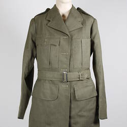 Medical jacket worn by service women in World War Two.