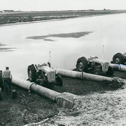 Photograph - Massey Ferguson, MF35S Tractors Pumping water, Lake Corangamite,1963