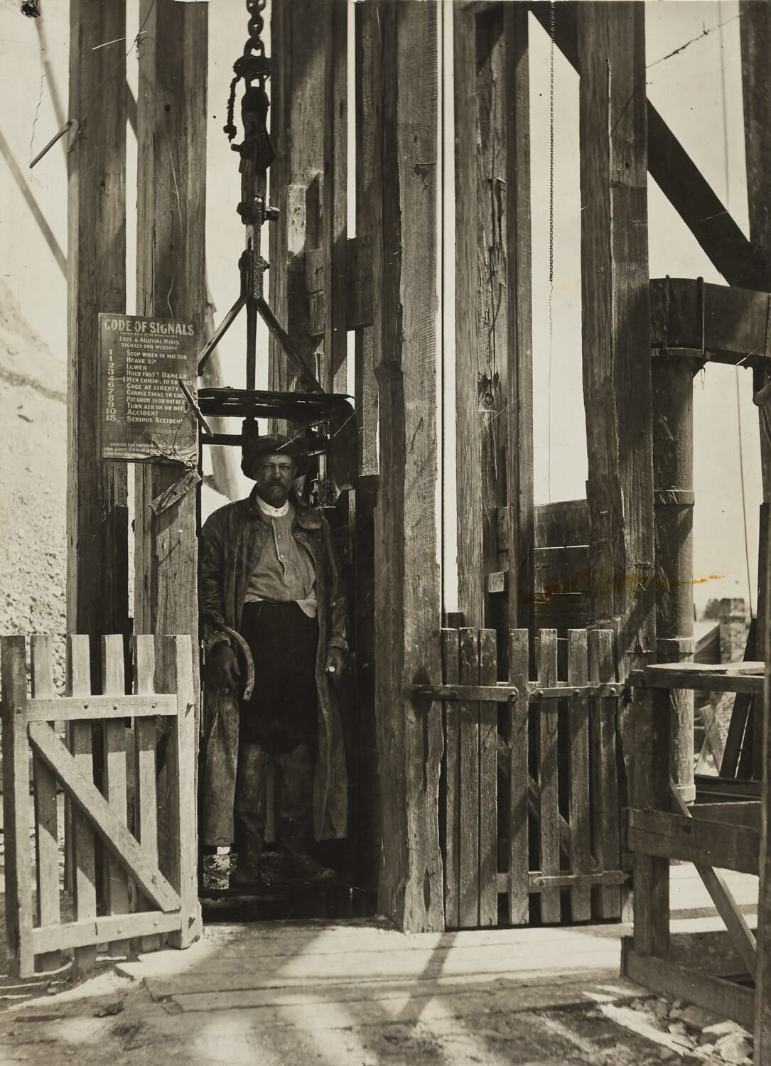 Photograph - Miner in Winding Cage, Berringa Mine, Berringa, Victoria ...
