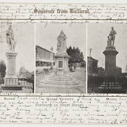 Postcard - Souvenir from Ballarat, 'Statuary in Stewart Street', To J.B. Scott from Marion Flinn, Melbourne, 20 Sep 1904