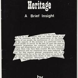 Booklet - Sir Raphael Cilento, 'Australia's Racial Heritage', Australian League of Rights, 1971