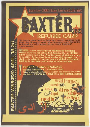 Poster - Baxter Refugee Camp, National Union of Students, 2003