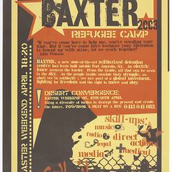 Poster - Baxter Refugee Camp, National Union of Students, 2003