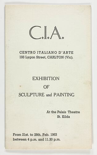 Exhibition Catalogue - Centro Italiano D'Arte, St Kilda