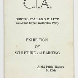Exhibition Catalogue - Centro Italiano D'Arte, St Kilda, 1963
