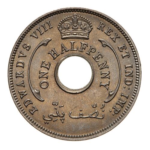 Coin - 1/2 Penny, British West Africa, 1936