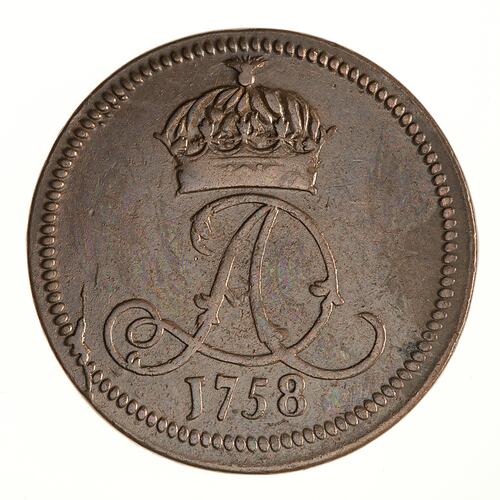 Coin - 1/2 Penny, Isle of Man, 1758