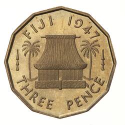 Proof Coin - 3 Pence, Fiji, 1947