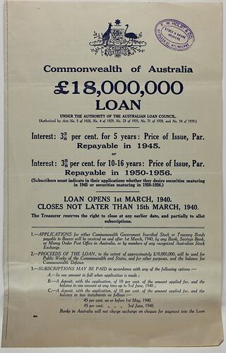 Notice - 'Commonwealth of Australia £ 18, 000, 000 Loan'