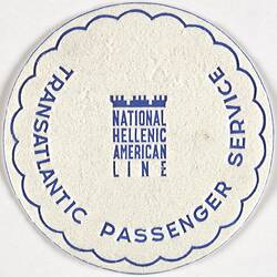 Coaster - Transatlantic Passenger Service, National Hellenic American Line, circa 1950s