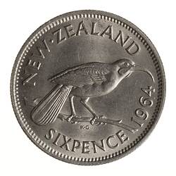Coin - 6 Pence, New Zealand, 1964