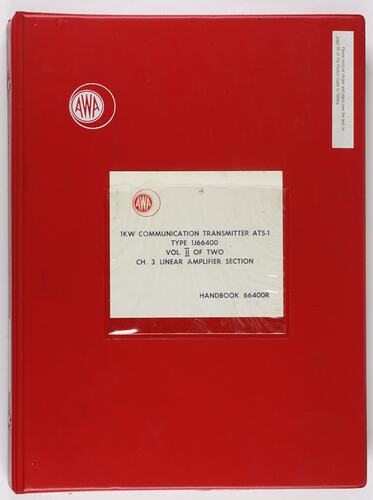 Handbook - 66400R Volume 2 for AWA ATS-1 Transmitter, Melbourne Coastal Radio Station, 1972-3