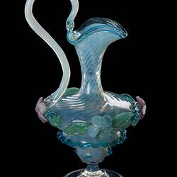 Ewer - Blue Glass With Applied Floral Decoration, Compagnia Venezia-Murano, Venice, Italy, circa 1880
