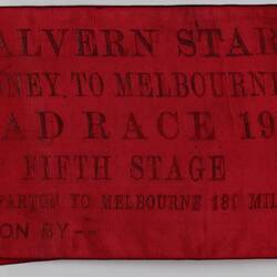 Sash. Mr Hubert Opperman. Malvern Star Road Race - Shepparton to Melbourne (fifth stage of Sydney to Melbourne), 1930.