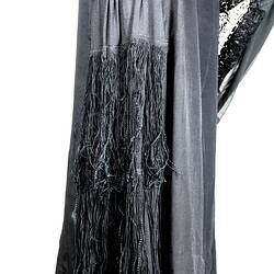Detail of grey underskirt for chiffon evening dress.