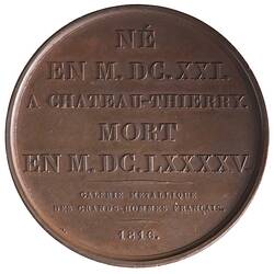 Medal - Jean de La Fontaine, France, 1816