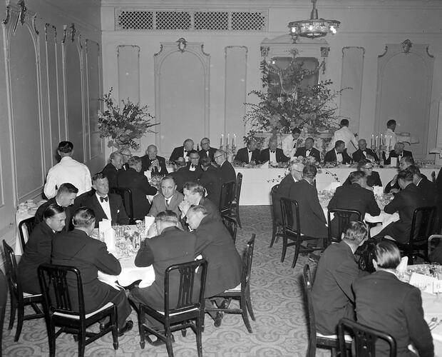 Banquet Dinner, Menzies Hotel, Melbourne, Victoria, Apr 1957