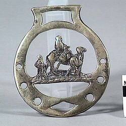 Horse Brass - Religious Scene, Two Men Either Side of a Man Riding a Camel, post 1825
