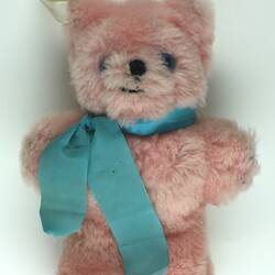 Teddy Bear - Pink with Blue Ribbon