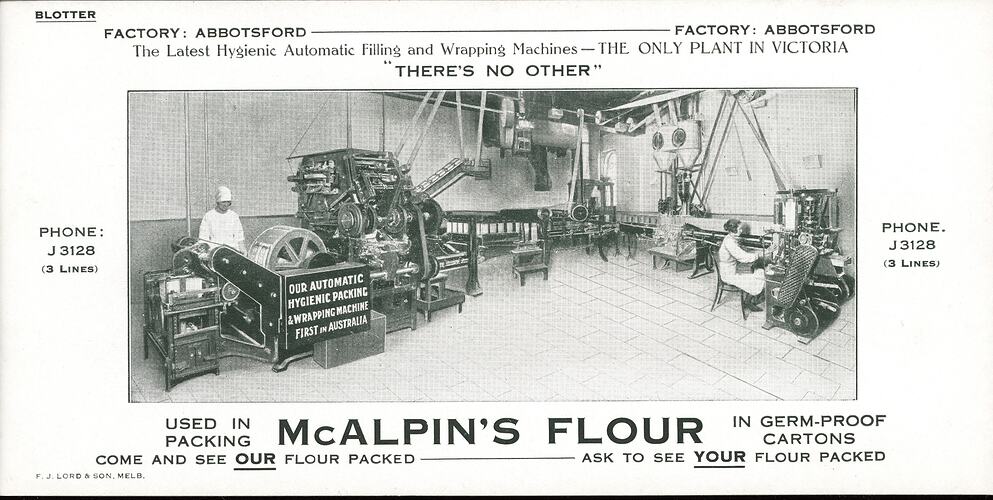 Blotter - McAlpin's Flour, Abbotsford Factory, 1920s