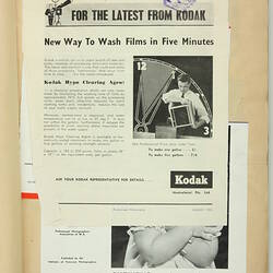 Scrapbook - Kodak Australasia Pty Ltd, Advertising Clippings, 'TECHNICAL AND PHOTOGRAPHIC / (WEEKLIES AND MONTHLIES)'', 1955 - 1959, Abbotsford