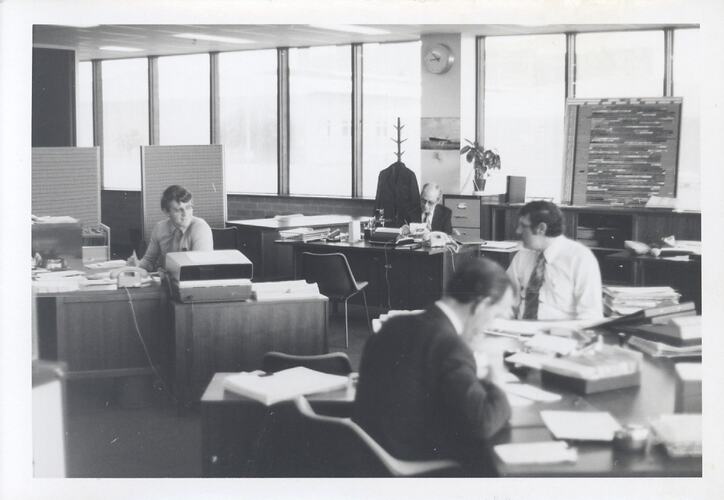Photograph - Kodak Australasia Pty Ltd, Four Men in Office, Building 8, Coburg, 1966