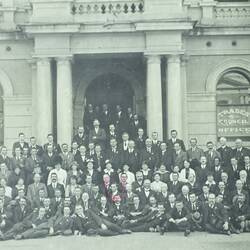 Photograph - Men & Women Outside Trades Hall Council, Melbourne, Victoria, post 1913