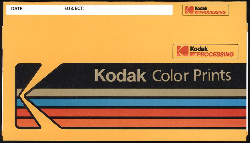 Yellow Kodak envelope with black and coloured text