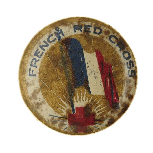 Badge for French Red Cross, with flag.