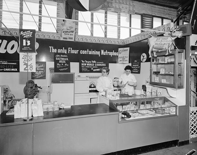View of O-So-Lite Scone Bar, Royal Melbourne Show, Flemington, Victoria, 25 Sep 1959