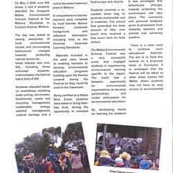 Newsletter - Mallee Catchment Management Authority, 'Catchment News', Vol. 1, Issue 8, Jul-Sep 2006