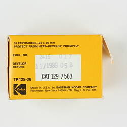 Back of film box, showing date stamp.