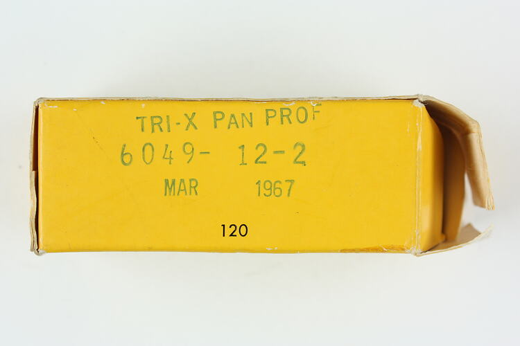 Film box stamped with product details.