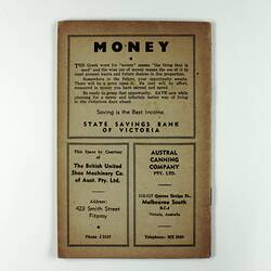 Booklet back cover with advertisements